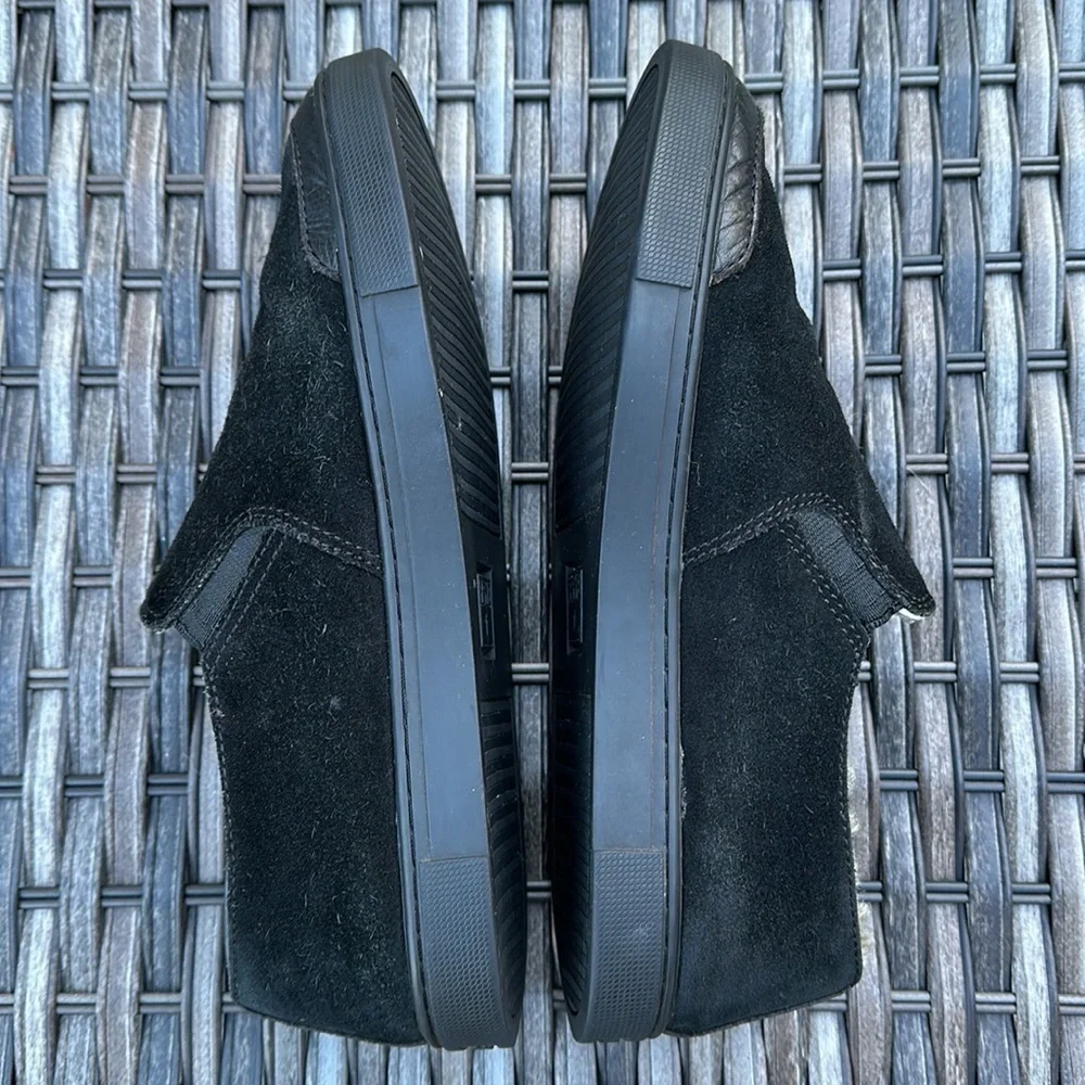 FRYE Gemma Black Suede Shearling Lined Slip-on Sneakers